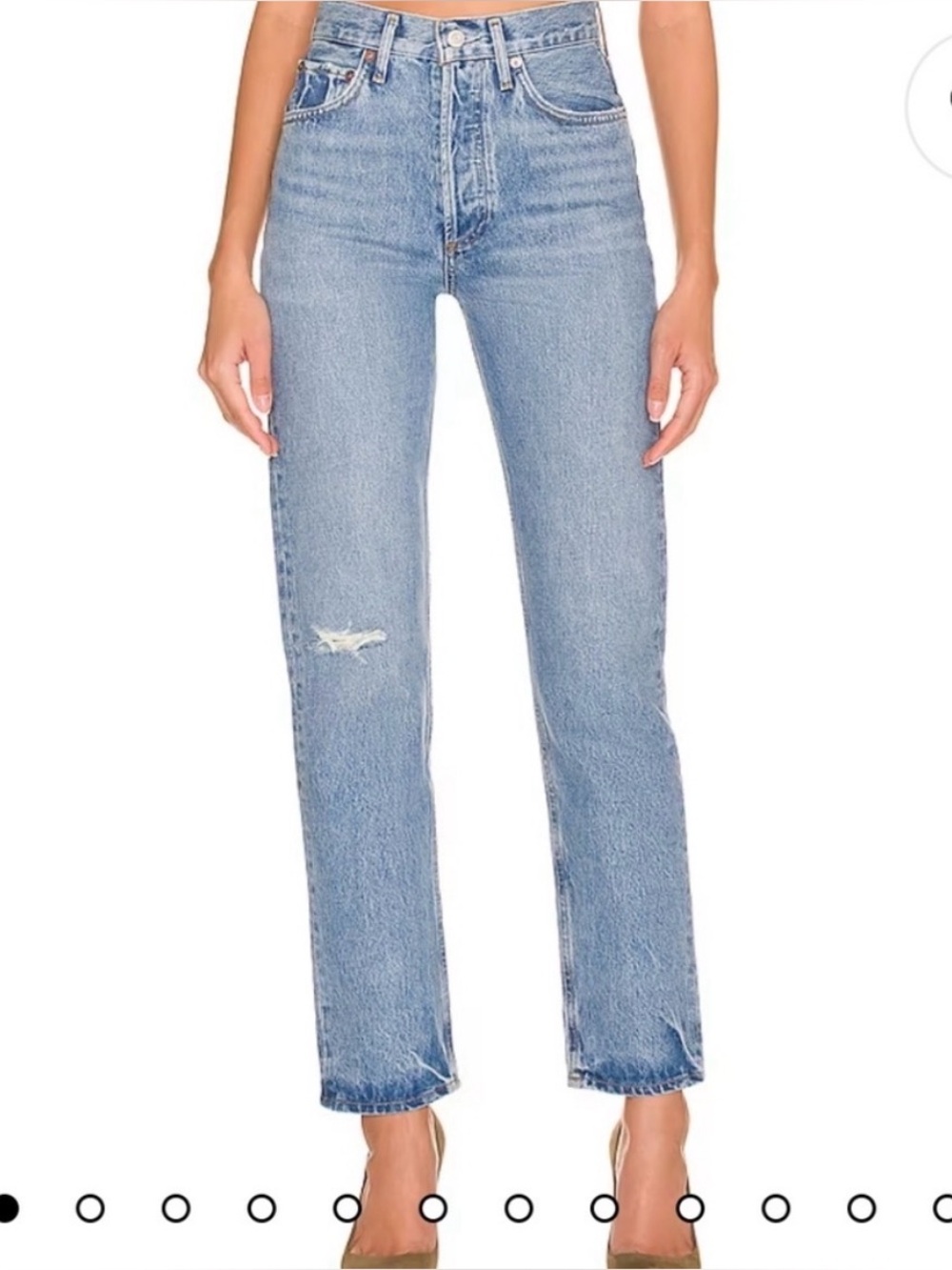 Agolde Women's Light Blue Straight Jeans 90’s pinch